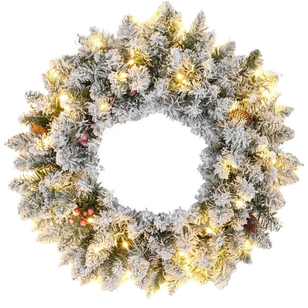 Seasonal & Holidays Christmas wreath with lights, pine cones and berries from the DealSpark Christmas collection