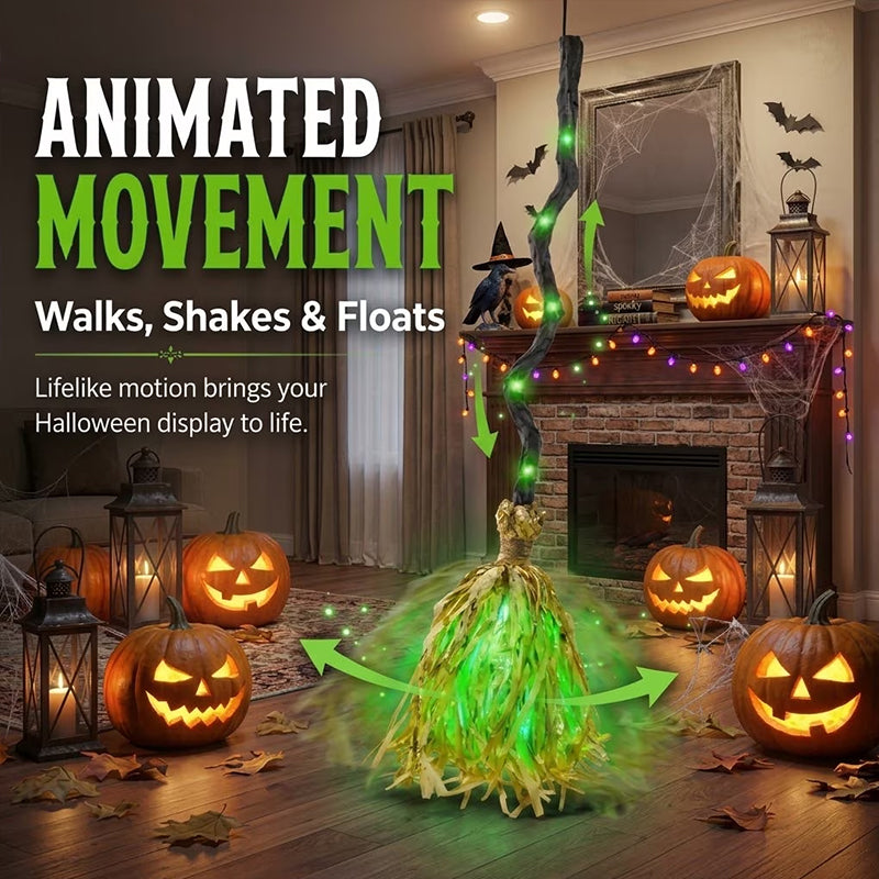 Glowing Witch Broom with Sound Effects