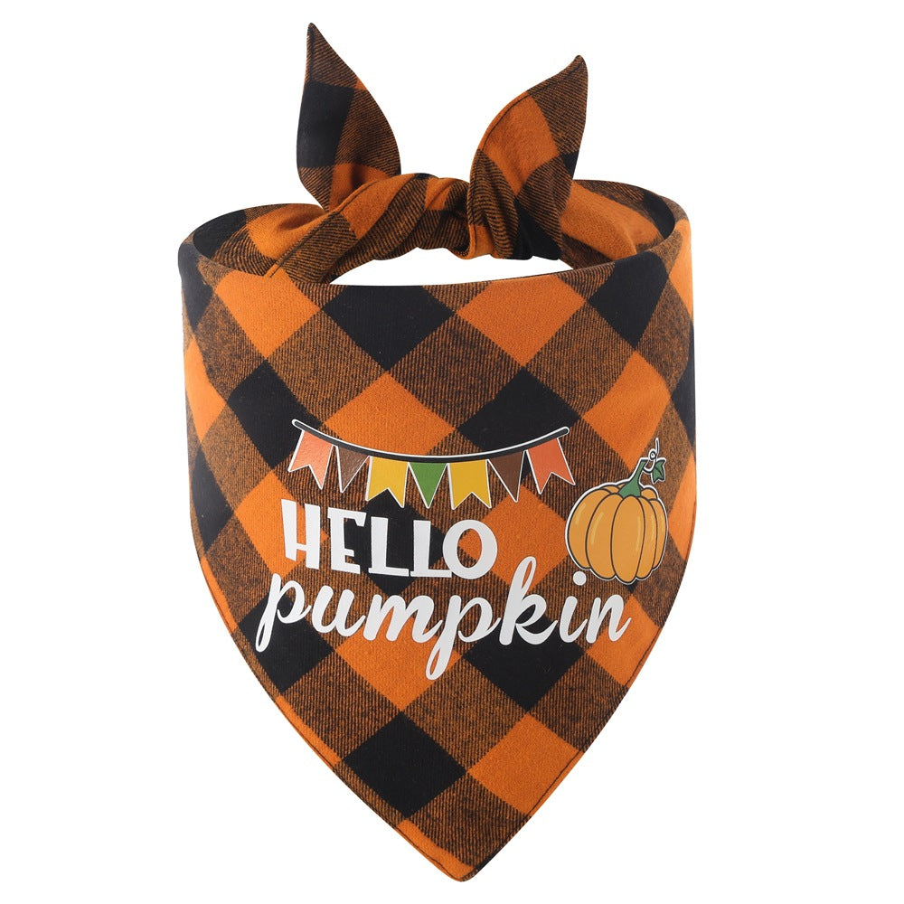 Cotton Plaid Thanksgiving Pet Bandana