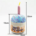 Birthday cupcake plush dog toy with a candle — about 22 cm tall