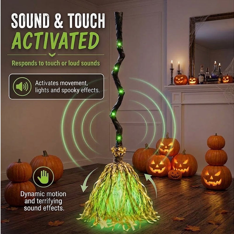 Glowing Witch Broom with Sound Effects