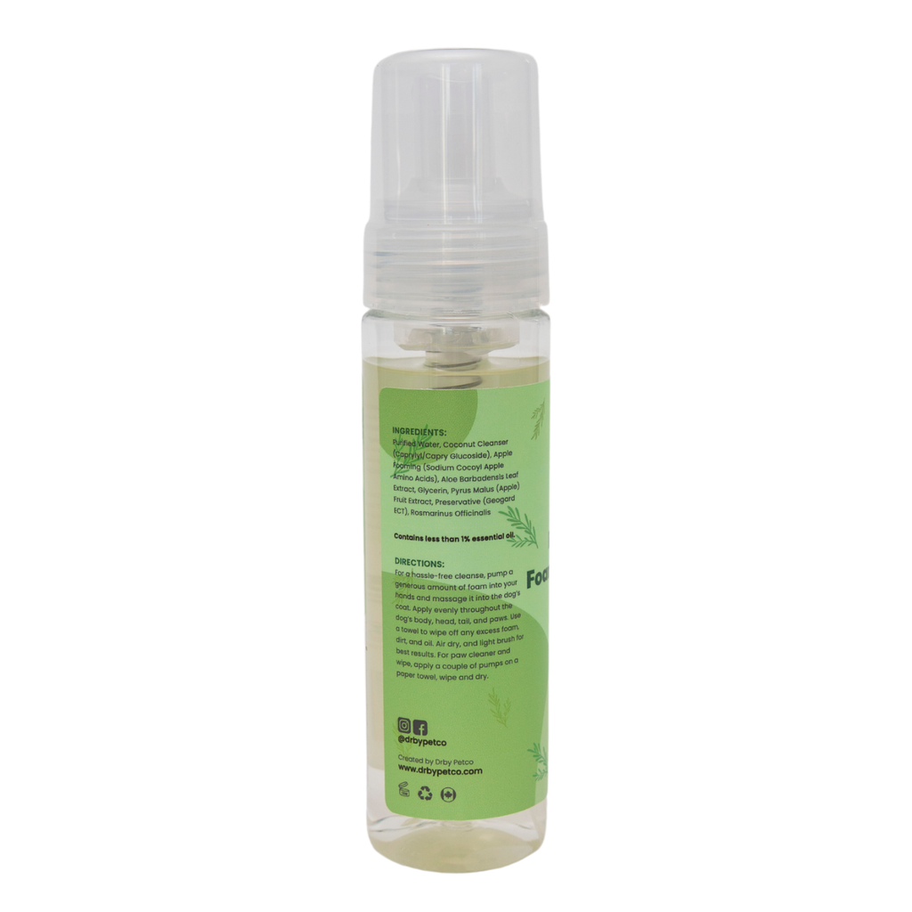 Drby foaming cleanser green bottle back label