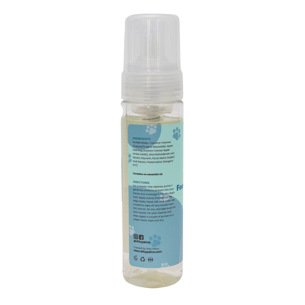 Drby foaming cleanser blue bottle back label