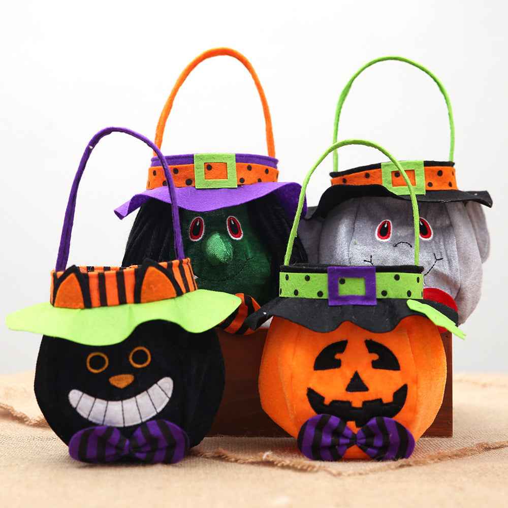 Halloween Trick-or-Treat Candy Tote Bag – Hooded Round Cloth Bag, Character Styles