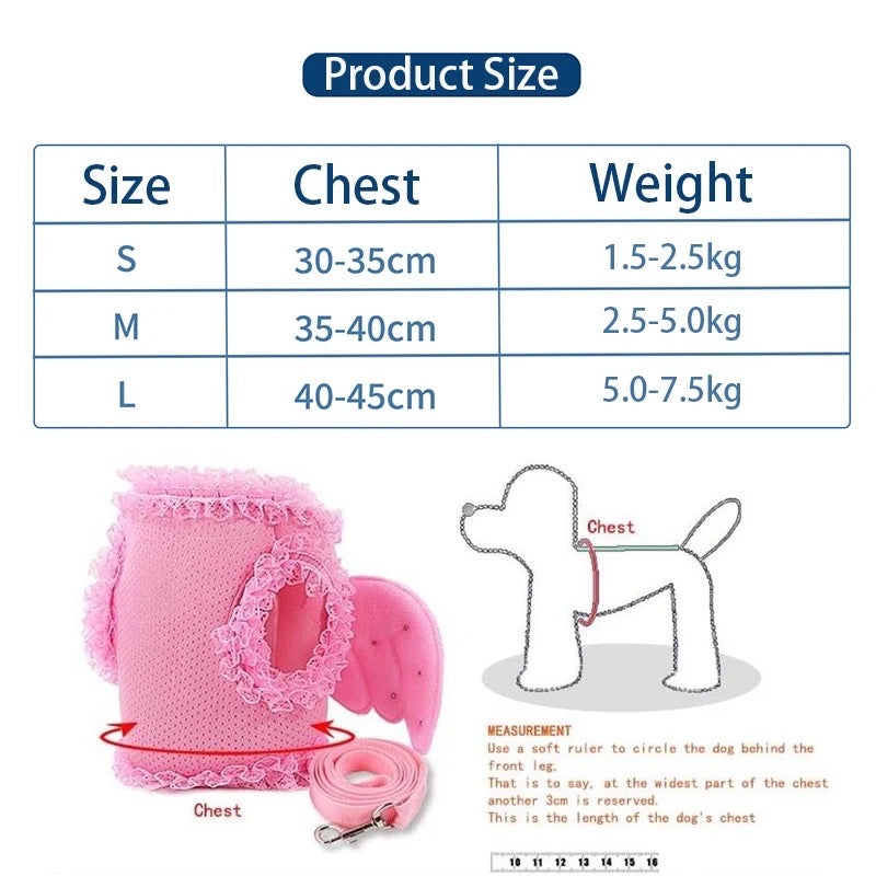 Angel Wings Dog Harness & Leash Walking Set