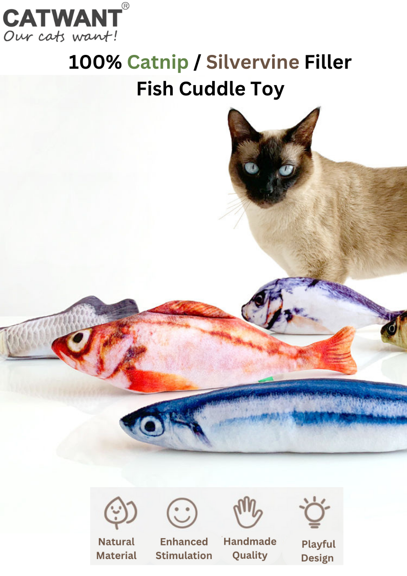 Catnip & Silvervine Fish Cuddle Toy for Cats