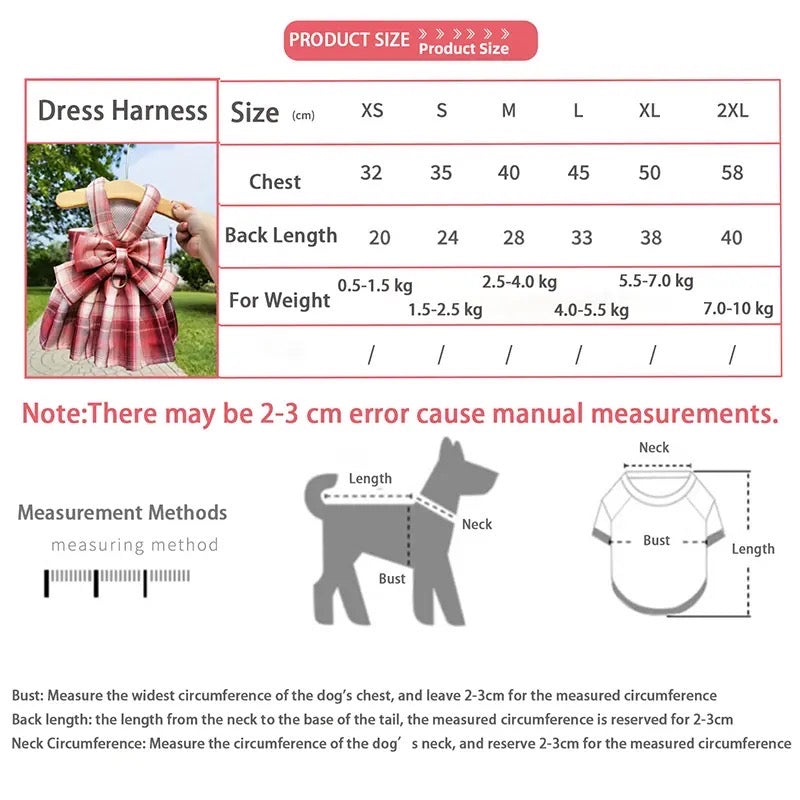Dolores Bow Dog Dress Harness & Leash Set
