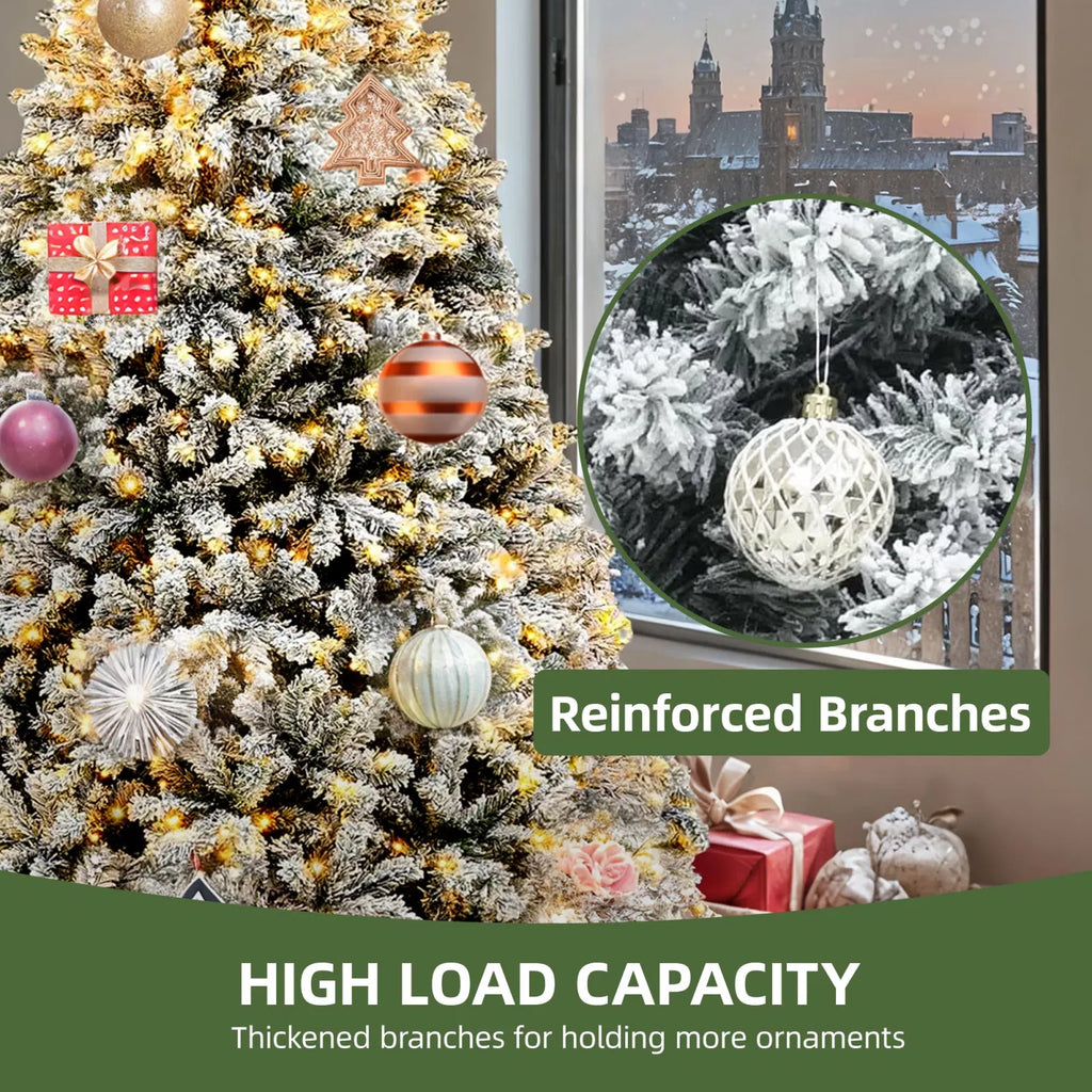 Reinforced flocked branches holding ornaments