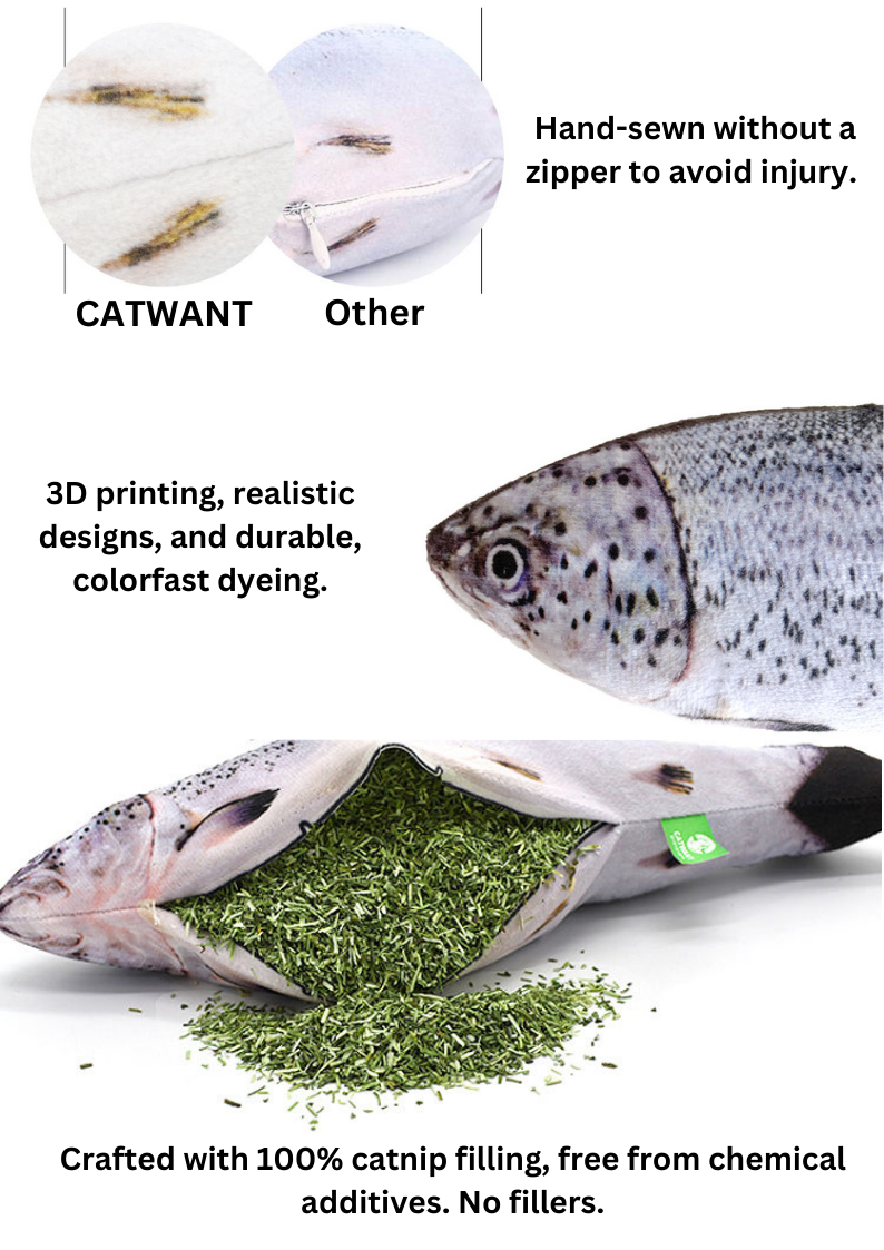 Catnip & Silvervine Fish Cuddle Toy for Cats