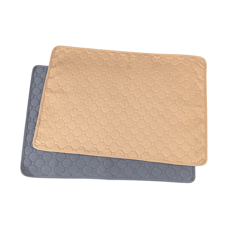 Washable pee pads in khaki and grey, folded