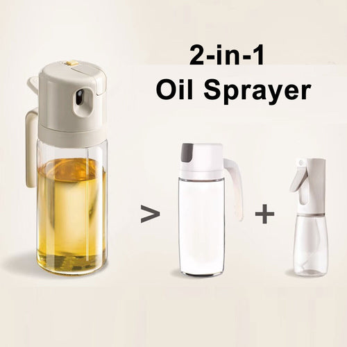 2 In 1 Oil Sprayer Dispenser Spray Bottle Cooking Baking BBQ Kitchen Tools 550ML