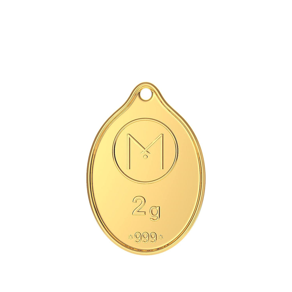 Malabar Gold & Diamonds 24K (999) Gold Coin Pendant 2 grams |Gold Coin cum Pendant for Birthday, Wedding, Akshaya Tritiya & Festive Gift, Goddess Laxmi Impression