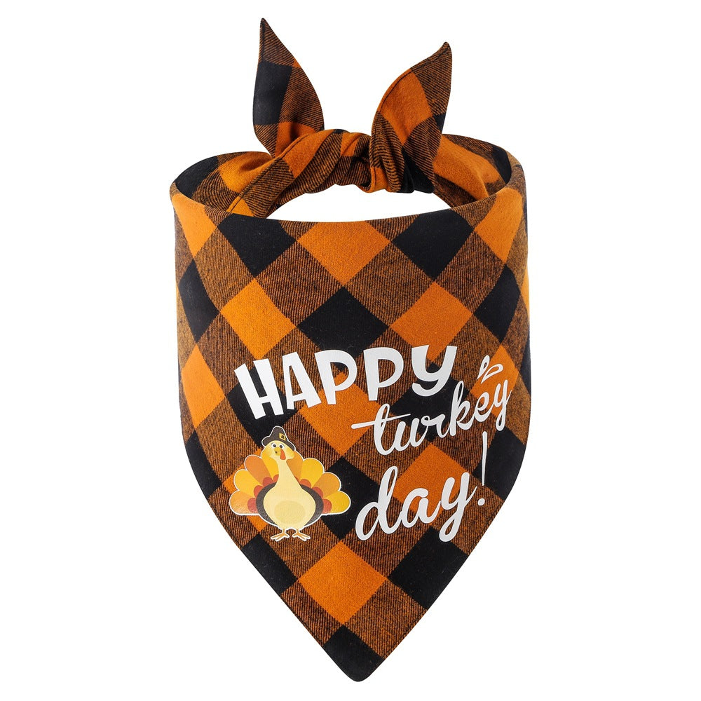 Cotton Plaid Thanksgiving Pet Bandana