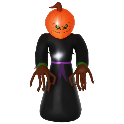 7ft Inflatable Halloween Decoration Pumpkin Reaper, Blow-Up Outdoor LED Yard Display with Lights for Garden, Party, Holiday