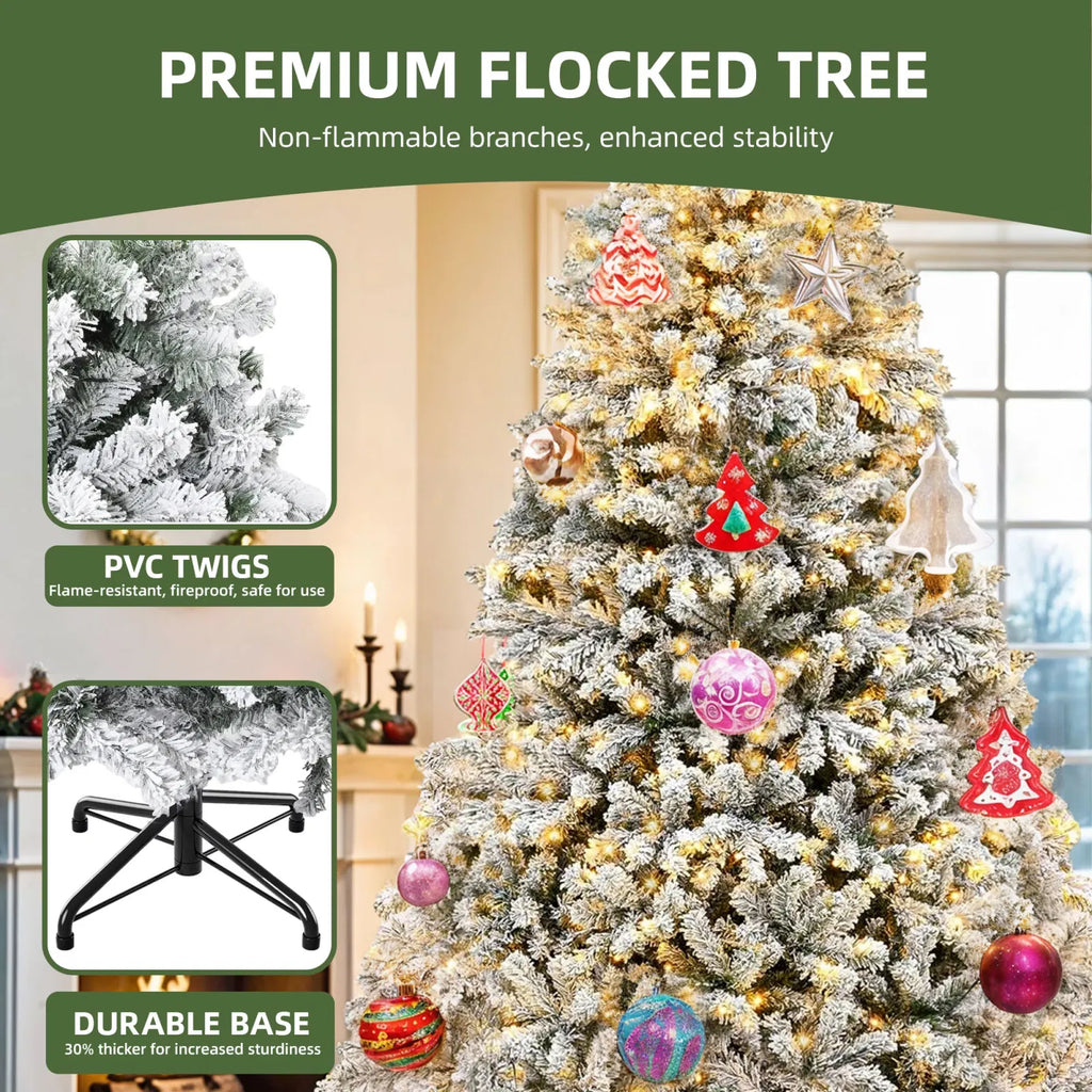 Premium flocked tree — PVC twigs and a durable metal base