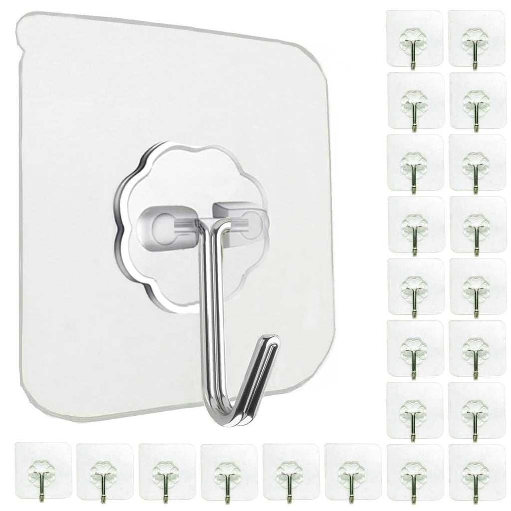 Jwxstore Heavy-Duty Clear Adhesive Wall Hooks — 24-Pack product image