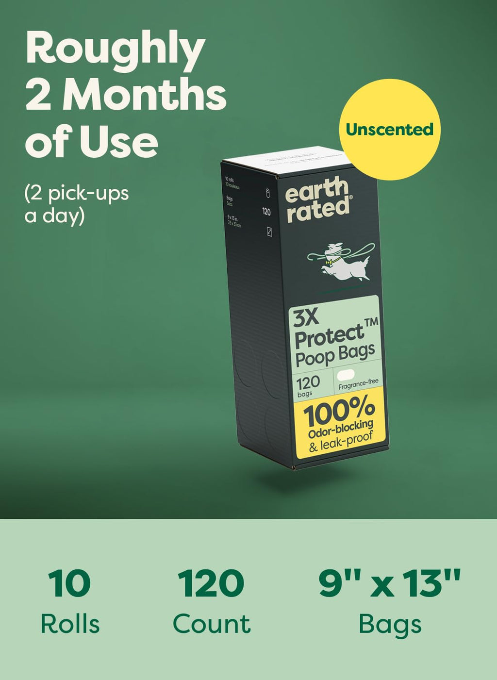 Earth Rated Dog Poo Bags, Guaranteed Leak Proof and Extra Thick Waste Bag Refill Rolls For Dogs, Lavender Scented, 270 Count