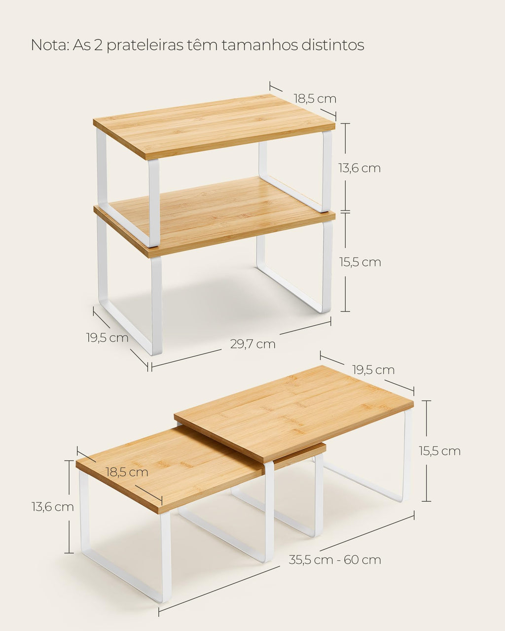 SONGMICS Stackable Cabinet Organizer Shelves — Set of 2 product image 5