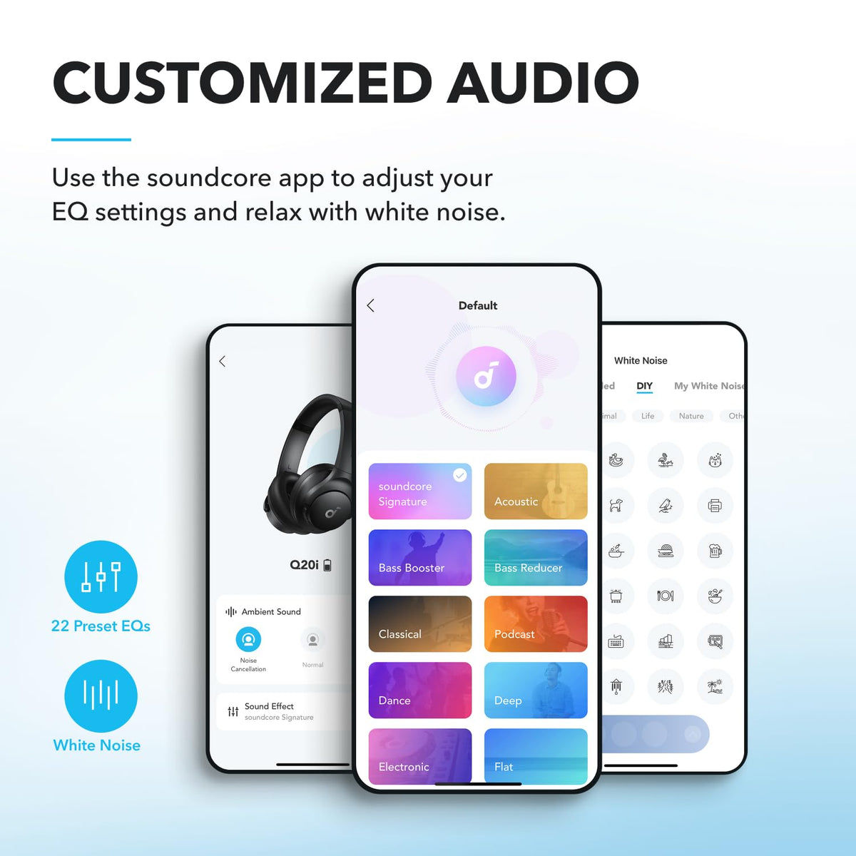 Soundcore by Anker Q20i Hybrid Active Noise Cancelling Headphones, White