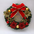 Wooden Christmas Garland Wreath Window Decoration – Red Berry Bowknot Holiday Decor, 30cm