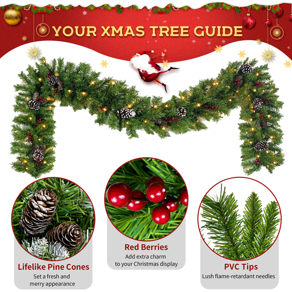 Christmas set guide — pine cones, red berries and PVC tips