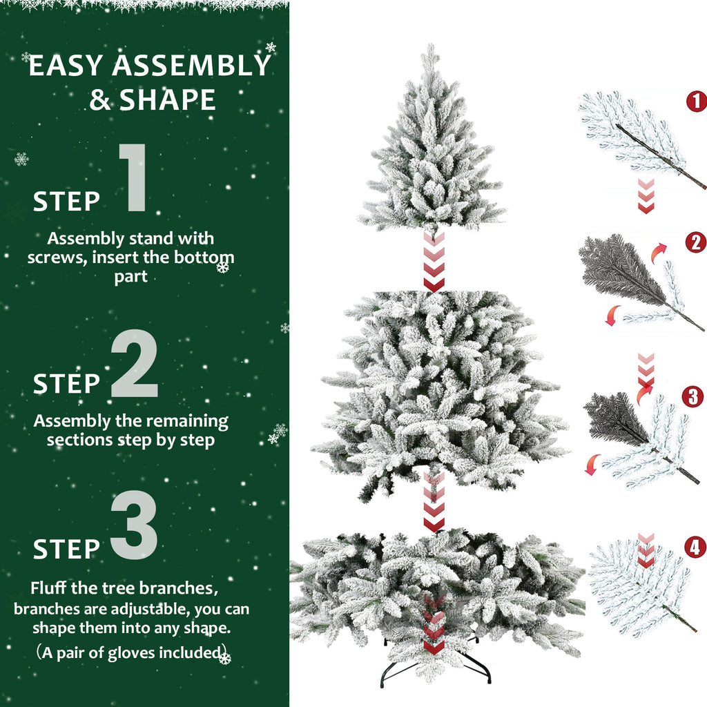 Easy 3-step assembly guide for the flocked Christmas tree