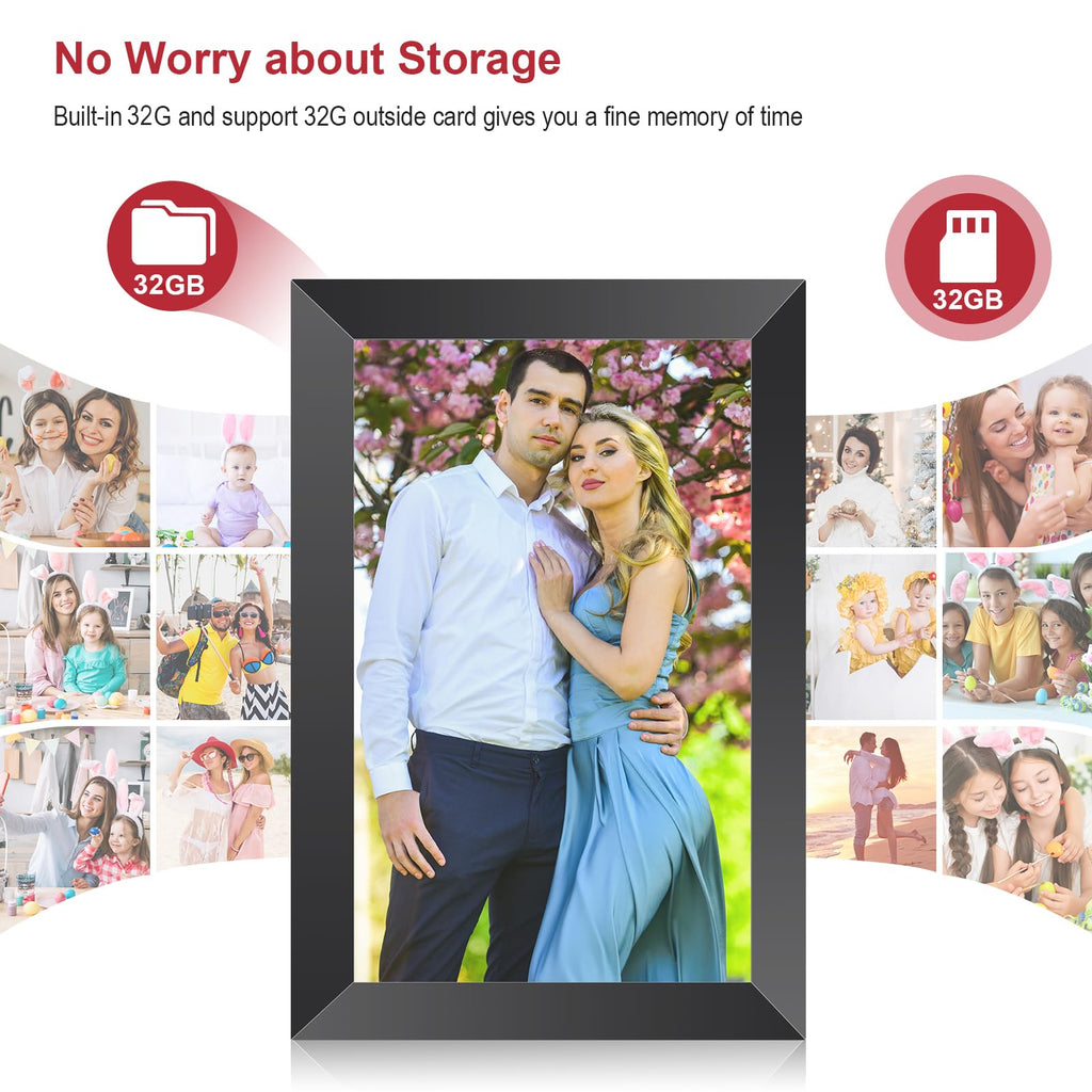 Youyu 10.1 in Frameo WiFi Digital Photo Frame – IPS Touch Screen, 32GB, Wall Mountable