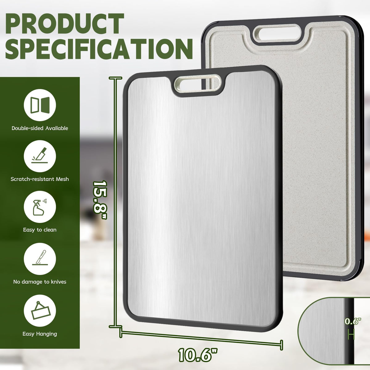 Double-Sided Titanium Cutting Board — 16 × 11 in product image 4
