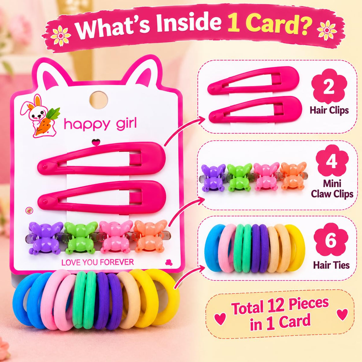 Samyak Kids Hair Clips Set - Mini Clips | Multi Design Cute Bow Clips For Navratri Kanjak Gifts 12 Combo Set