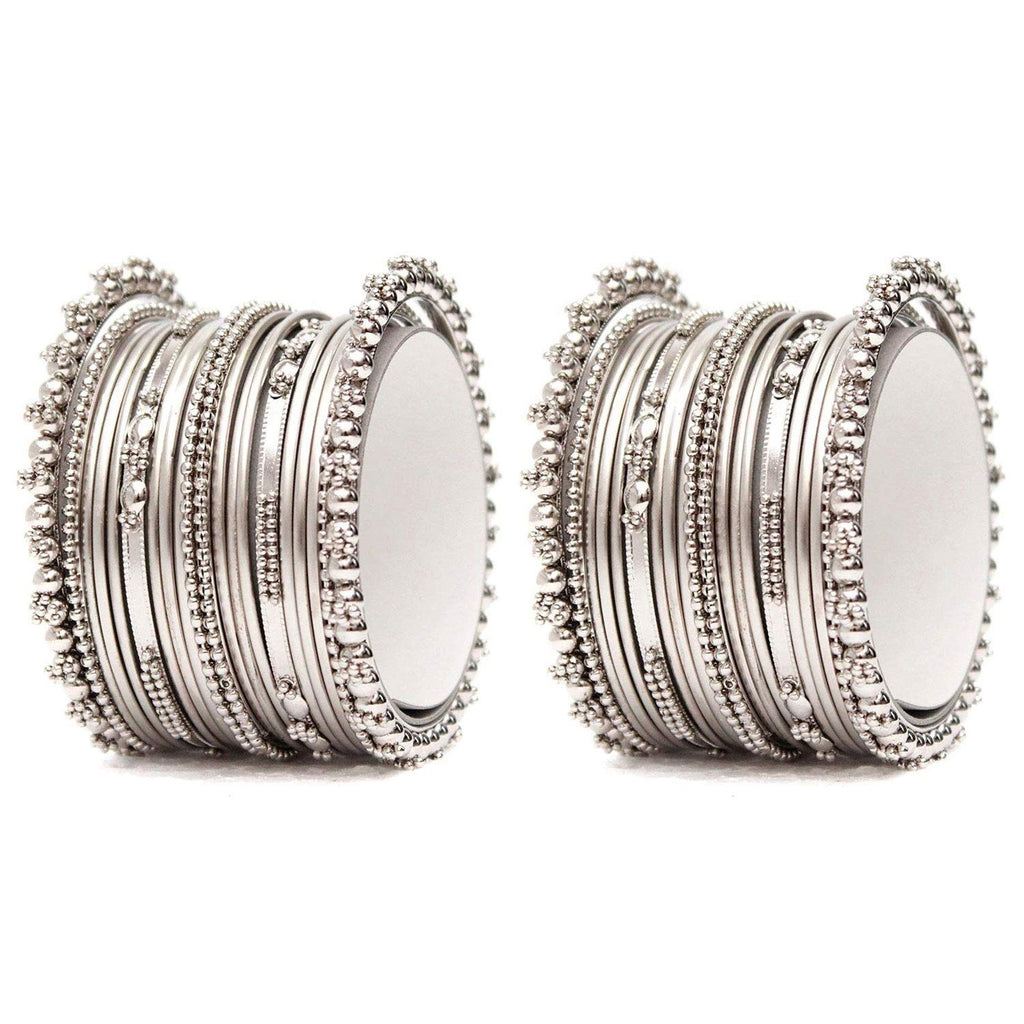 Shining Diva Fashion Set of 40 Bangles Set for Women | Oxidised Silver Plated Celebrity Inspired Jewellery | Latest Stylish Traditional Bangle for Girls and Women