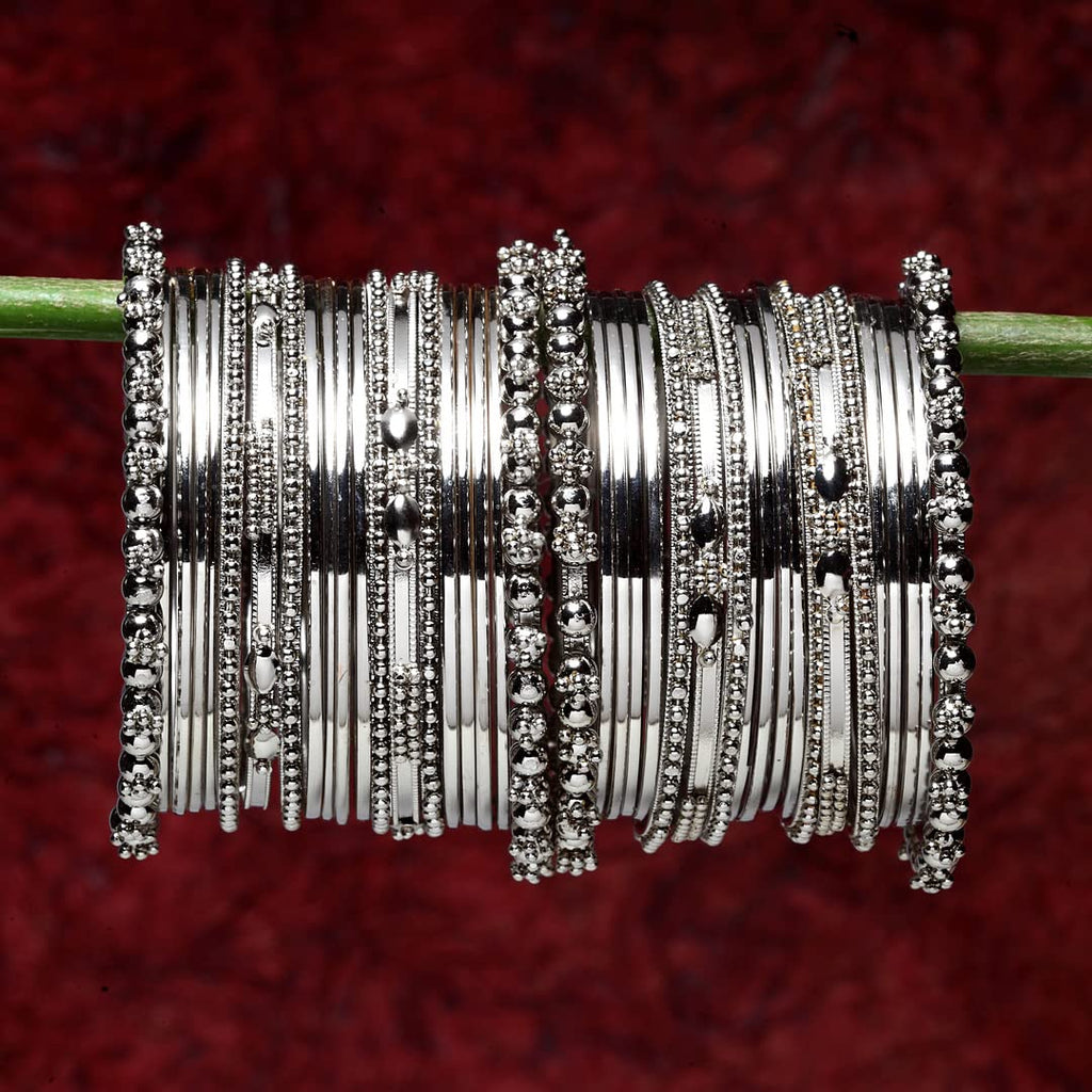 Shining Diva Fashion Set of 40 Bangles Set for Women | Oxidised Silver Plated Celebrity Inspired Jewellery | Latest Stylish Traditional Bangle for Girls and Women