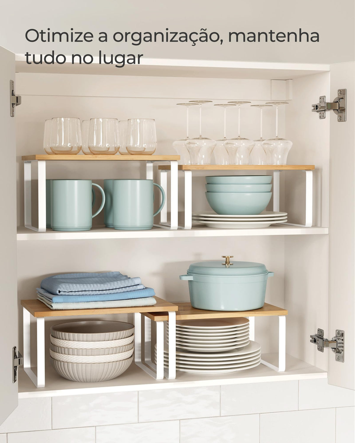 SONGMICS Stackable Cabinet Organizer Shelves — Set of 2 product image 3
