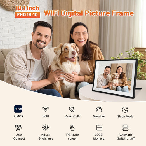 Anna Bella 10.1 in WiFi Digital Photo Frame – 1280x800 IPS Touch Screen, 32GB, App Sharing