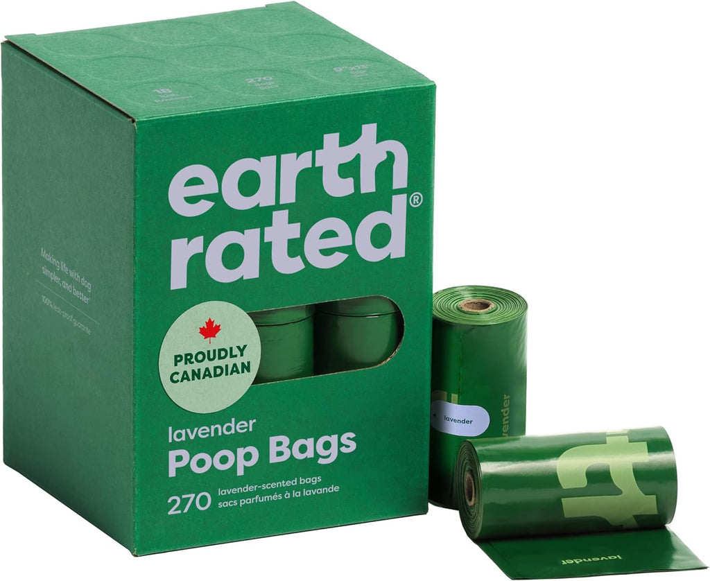 Earth Rated Dog Poo Bags, Guaranteed Leak Proof and Extra Thick Waste Bag Refill Rolls For Dogs, Lavender Scented, 270 Count