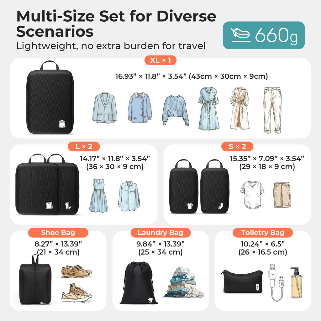 8-Piece Compression Packing Cubes Set product image 6