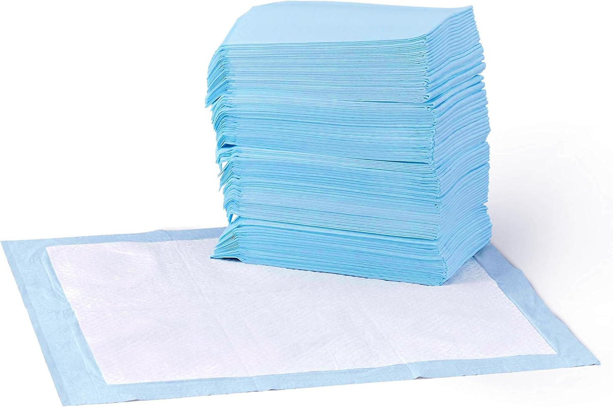 Amazon Basics Puppy Training Pads, 5-Layer Leakproof Design, Quick-Dry Surface, Regular 56 x 56 cm, Pack of 50, Blue