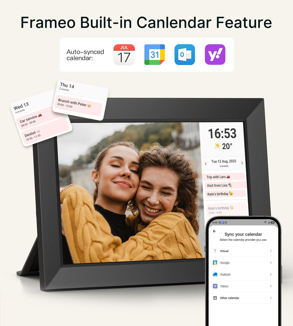 BIGASUO 10.1 in WiFi Digital Picture Frame with Frameo App – 32GB, IPS Touch Screen