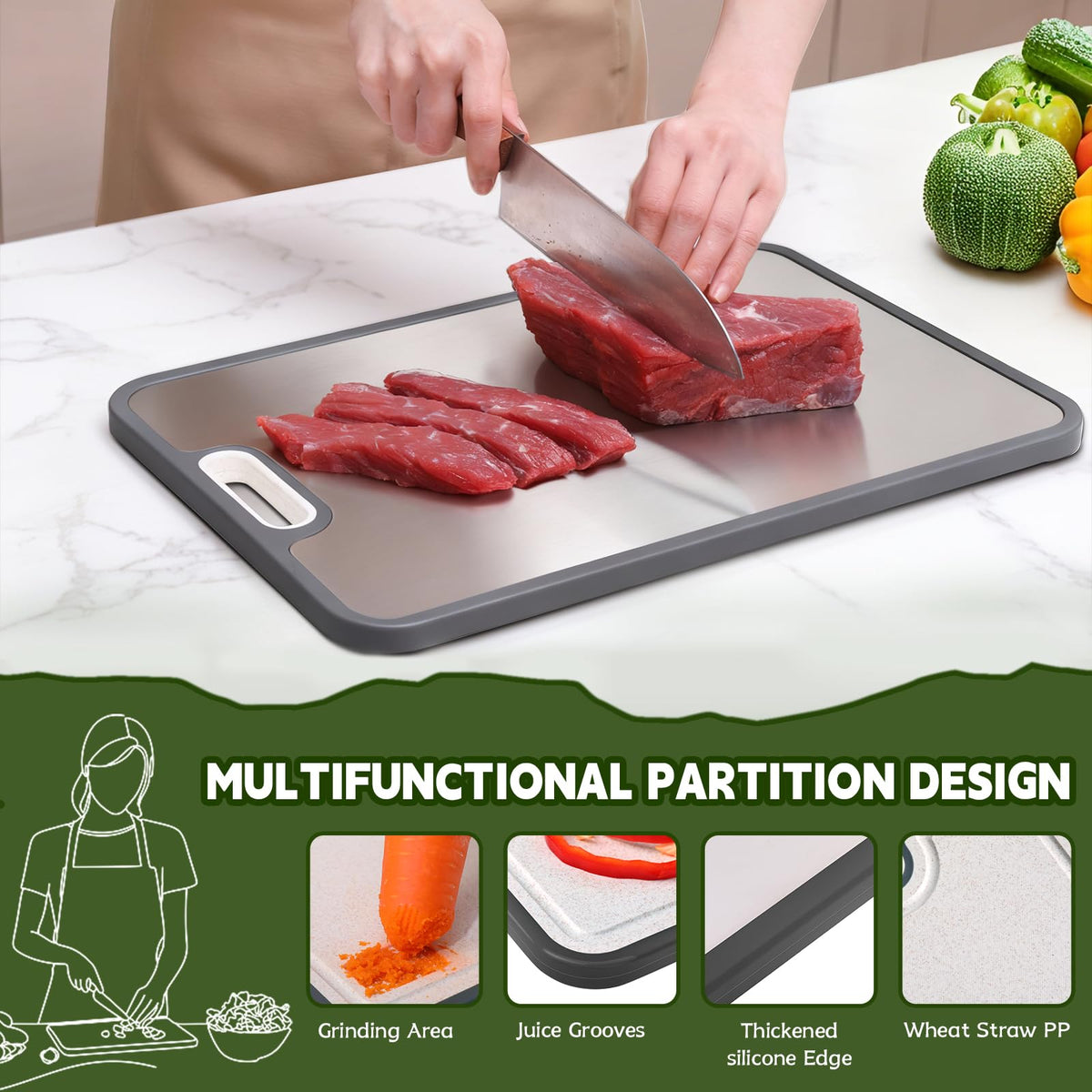 Double-Sided Titanium Cutting Board — 16 × 11 in product image 3