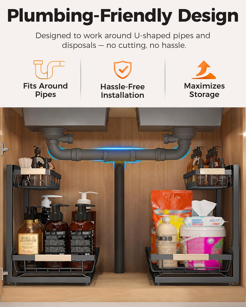 Sevenblue Adjustable 2-Tier Under-Sink Organizer — 2-Pack product image 3