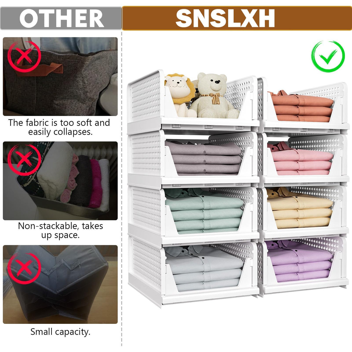 SNSLXH Foldable Stackable Closet Organizers — 5-Pack product image 2