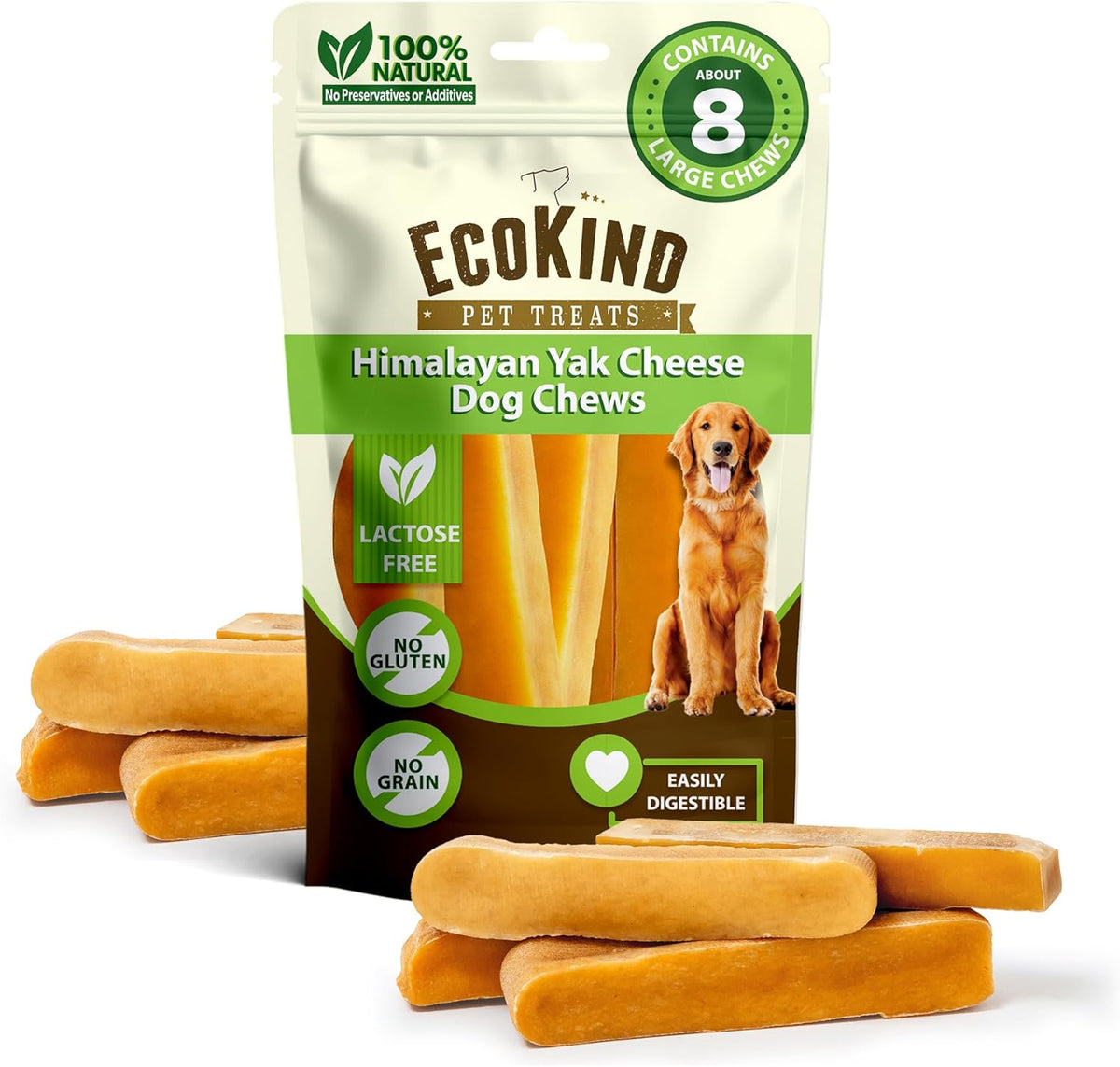 Gold Yak Chews for Large Dogs (1 lb to 5lb Bags)