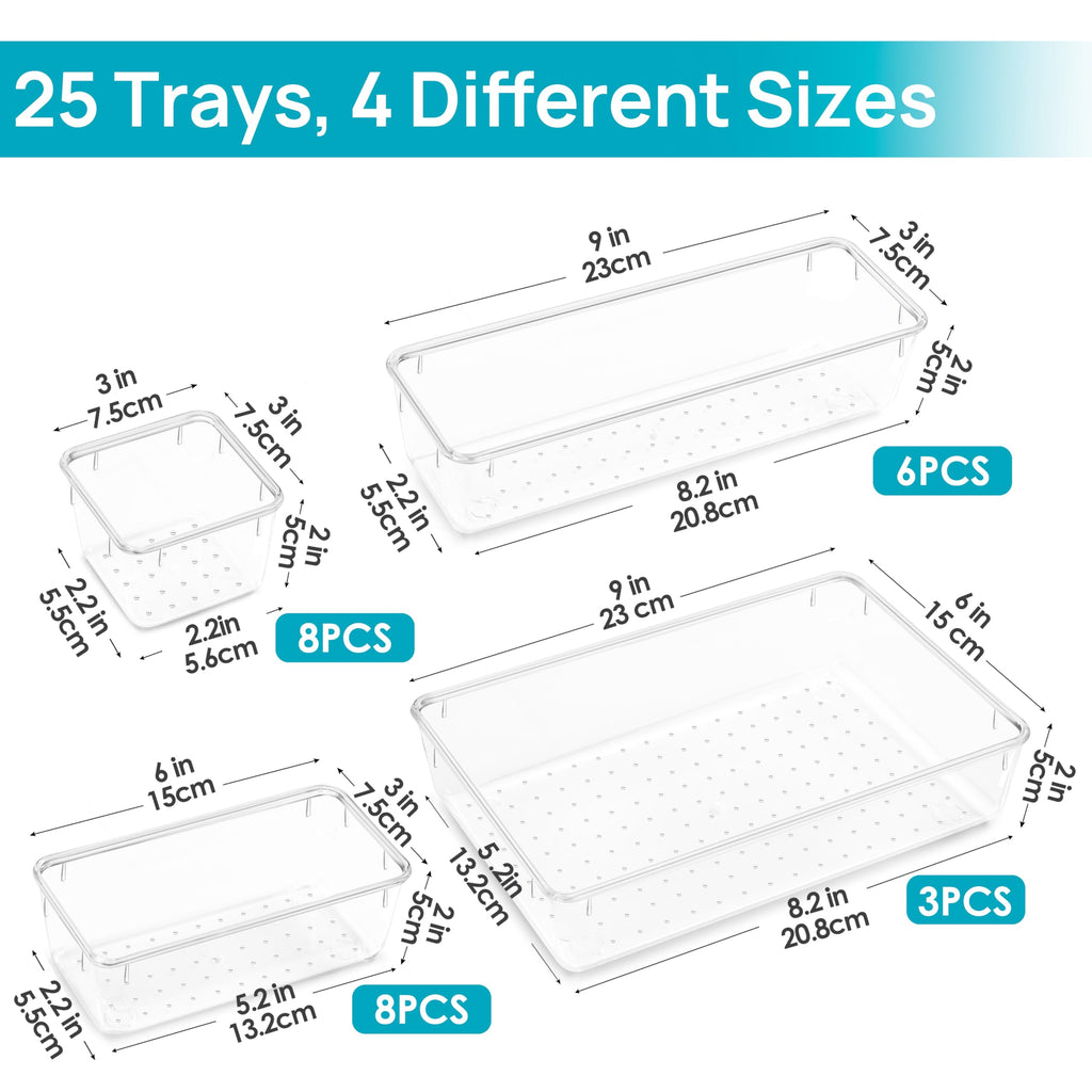 Vtopmart 25-Piece Clear Drawer Organizer Set product image 3