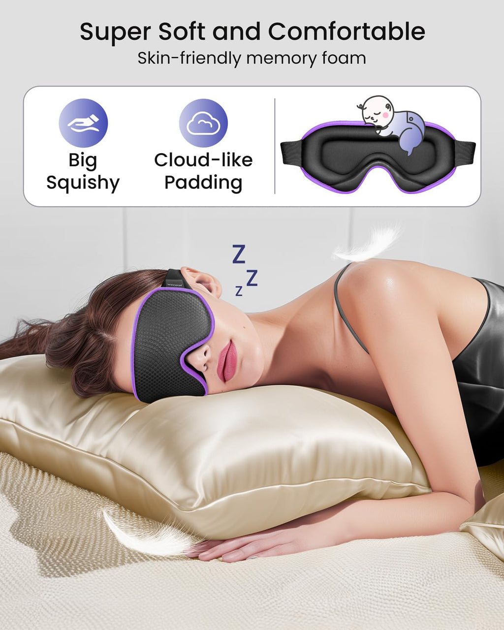 WAOAW Sleep Mask for Men Women: Blackout Eye Masks for Sleep - 3D Breathable Soft Comfortable Eye Mask for Travel - Adjustable Light Blocking Night Masks for Sleeping 🍁 All In One Marketplace Canada