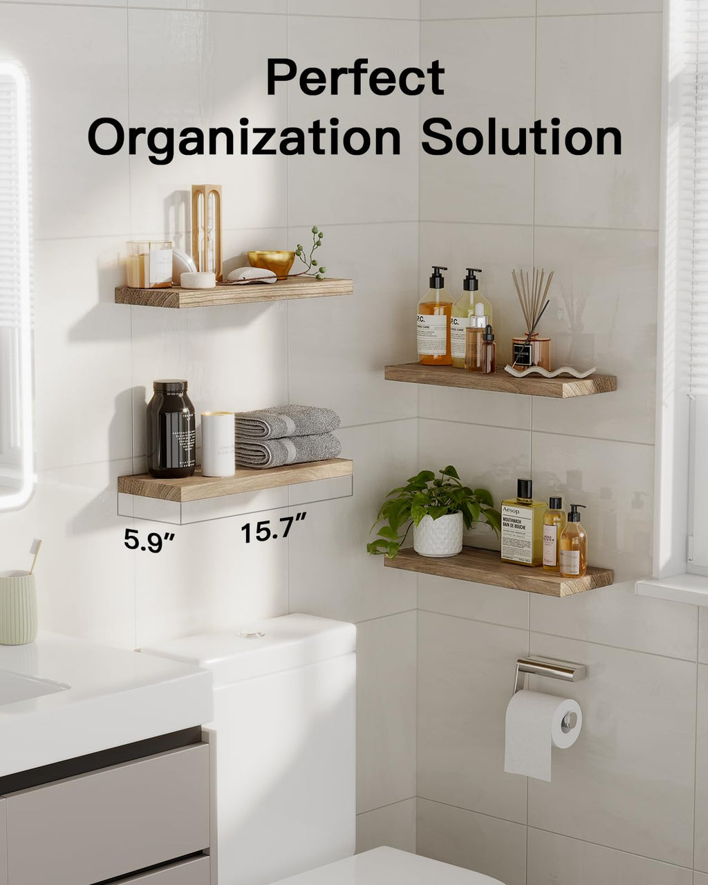 AMADA Natural Wood Floating Shelves — Set of 4 product image 2