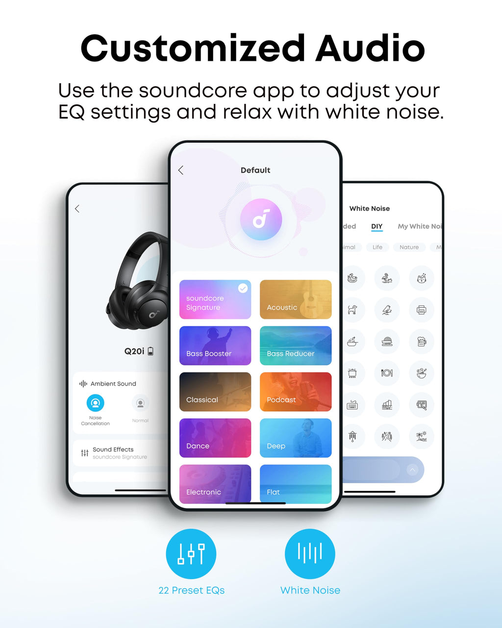 Soundcore by Anker Q20i Hybrid Active Noise Cancelling Headphones, White