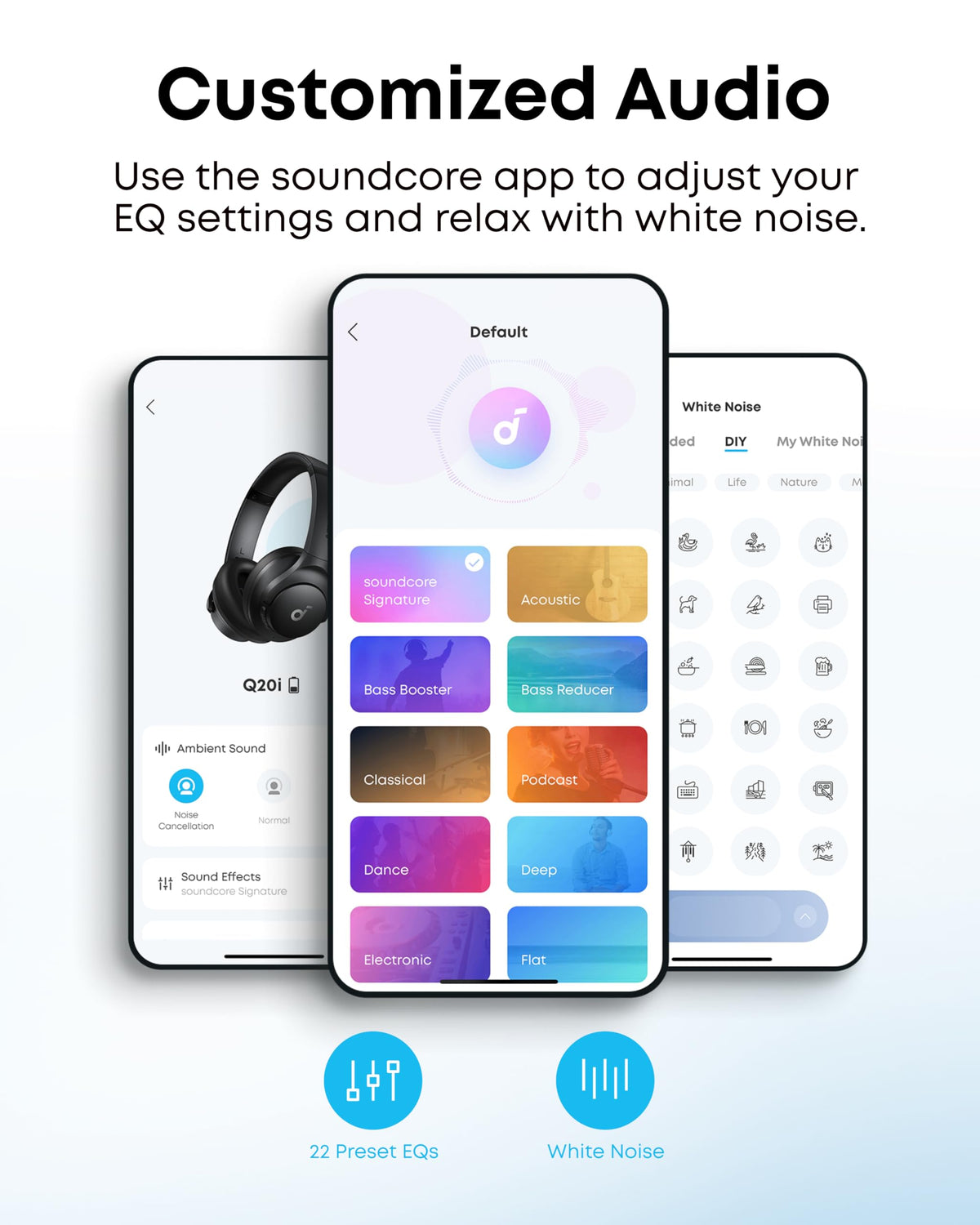 Soundcore by Anker Q20i Hybrid Active Noise Cancelling Headphones, White