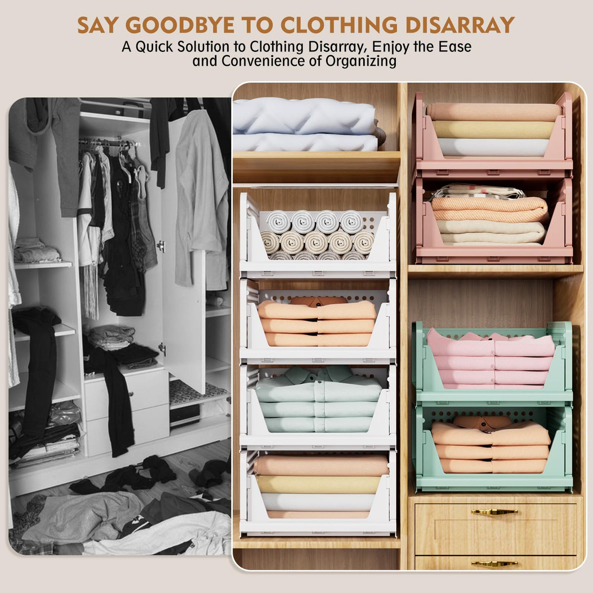 SNSLXH Foldable Stackable Closet Organizers — 5-Pack product image 8