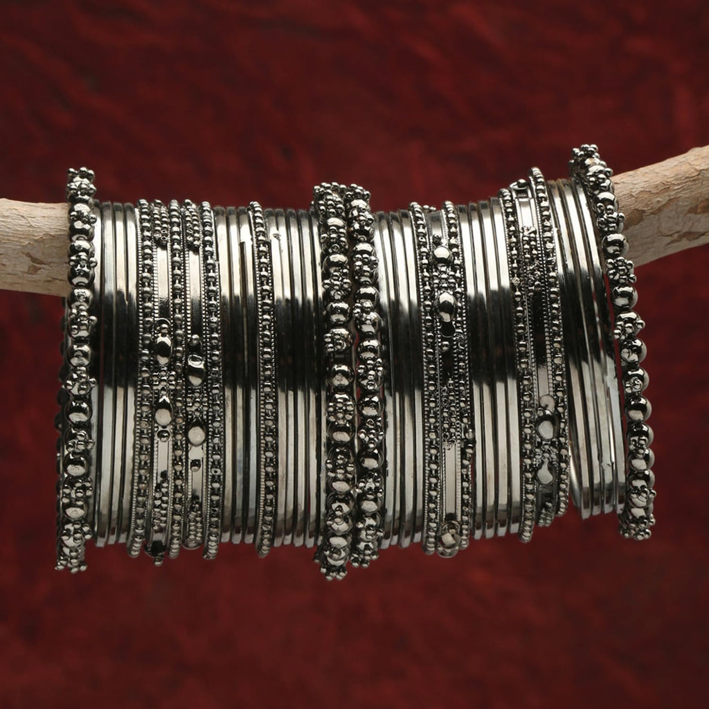 Shining Diva Fashion Set of 40 Bangles Set for Women | Oxidised Silver Plated Celebrity Inspired Jewellery | Latest Stylish Traditional Bangle for Girls and Women