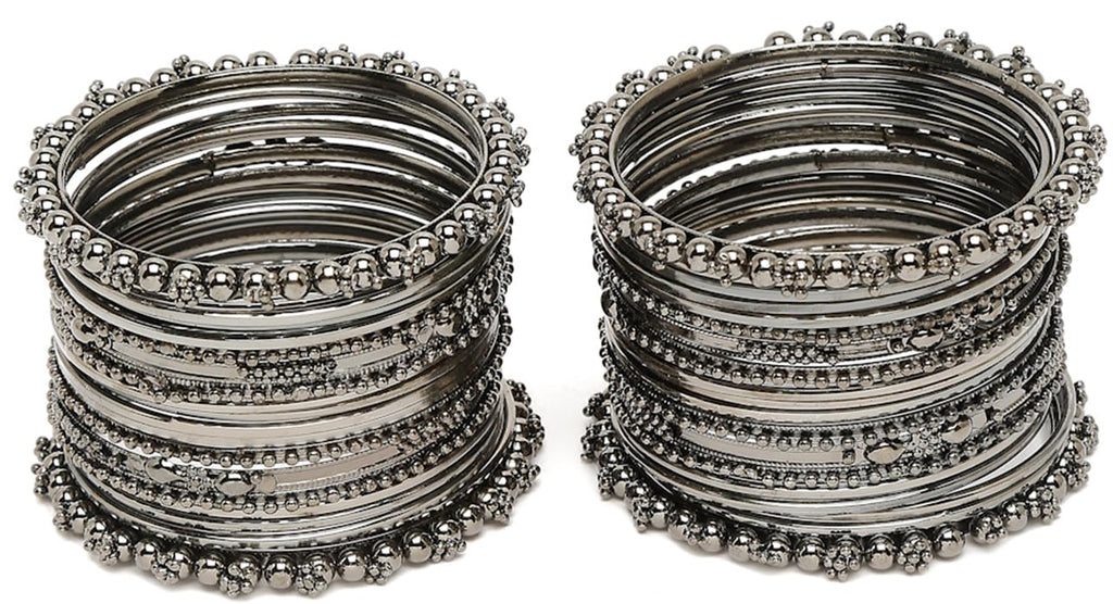 Shining Diva Fashion Set of 40 Bangles Set for Women | Oxidised Silver Plated Celebrity Inspired Jewellery | Latest Stylish Traditional Bangle for Girls and Women