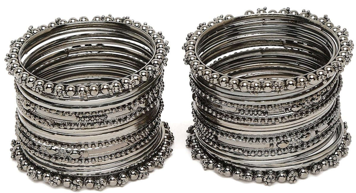 Shining Diva Fashion Set of 40 Bangles Set for Women | Oxidised Silver Plated Celebrity Inspired Jewellery | Latest Stylish Traditional Bangle for Girls and Women